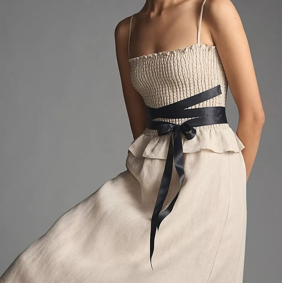 Reformation Miles Linen Dress in Oatmeal size L NWT - Picture 3 of 9